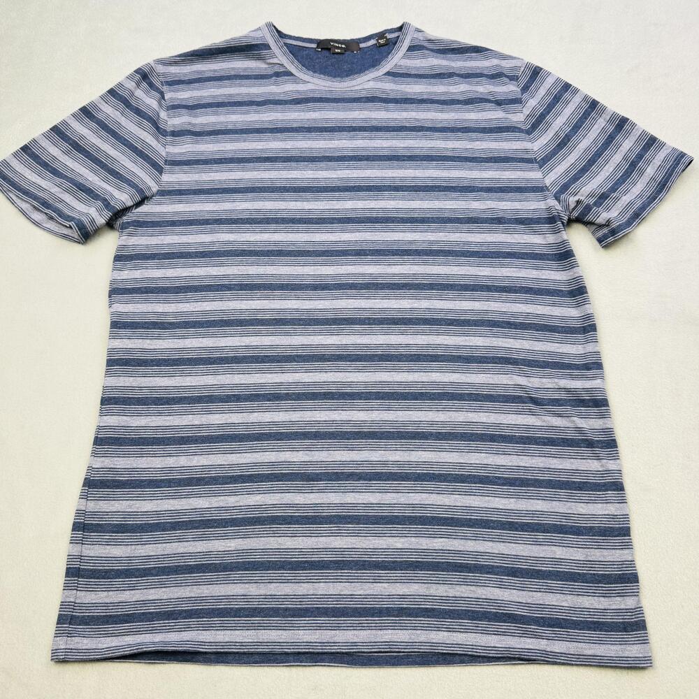 Vince Shirt Mens Medium Blue Stripe Pima Cotton Crewneck Tee Peru M86359401A